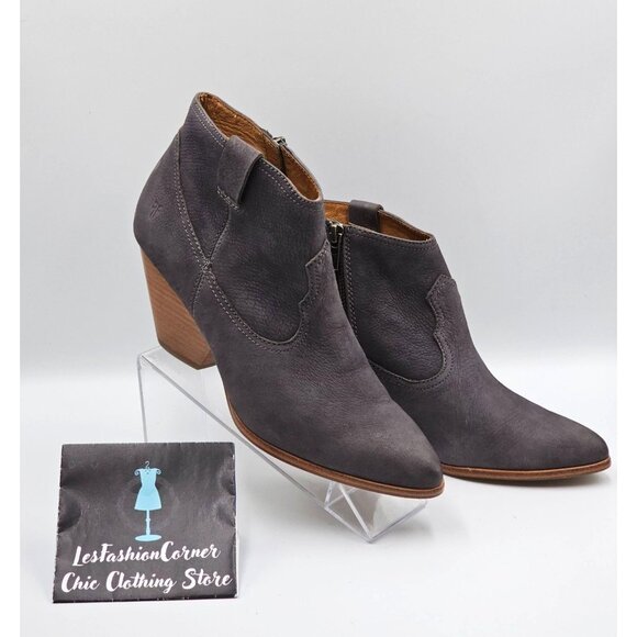 Frye Women's Gray Nubuck Leather Rory Western Ankle Zip Bootie Size 10M 2325 - Picture 4 of 16
